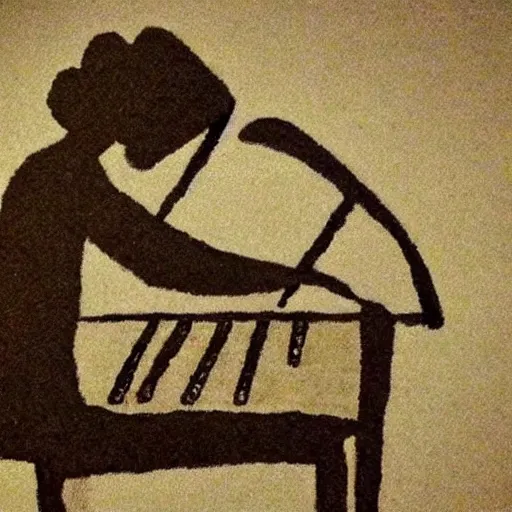 Prompt: caveman art of a pianist