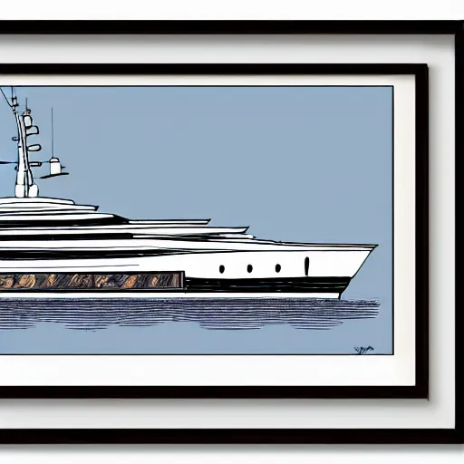 Image similar to comic frame of a megayacht by bill waterson