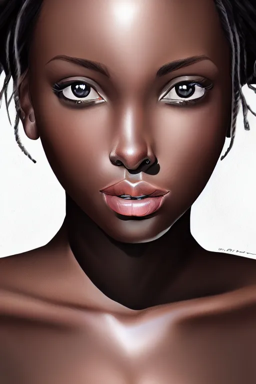 Image similar to A beautiful black female, highly detailed, digital painting, artstation