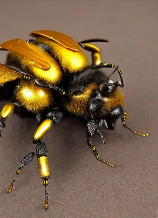 Prompt: old photo of a steampunk bumblebee intricate detailed 8k ultra realistic