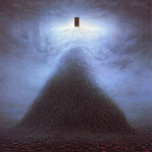 Image similar to a dark storm cloud made out of hundreds of sad ghostly faces. berserk. lovecraftian. painted by beksinski and ted nasmith.