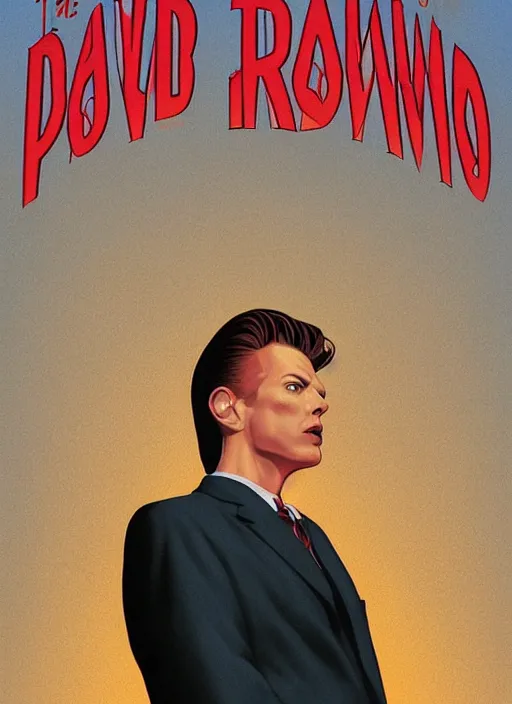 Image similar to twin peaks poster art, portrait of the david bowie fbi agent, this world wasn't enough for him, by michael whelan, rossetti bouguereau, artgerm, retro, nostalgic, old fashioned