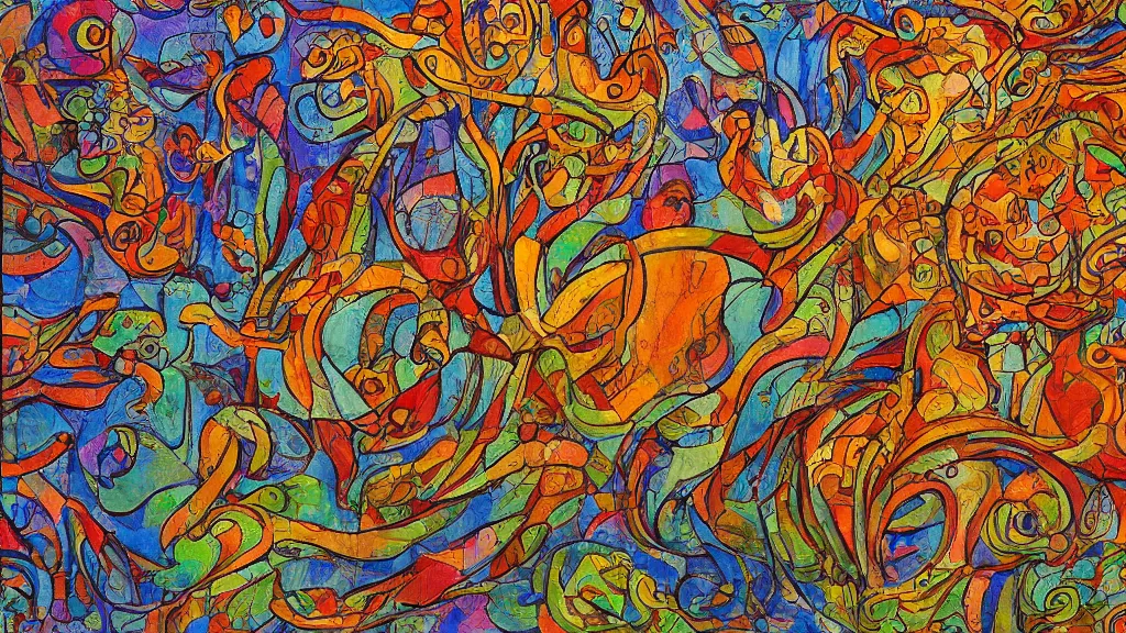 Prompt: abstract art painting, in style of ivan bilibin, 4 k, high resolution details,