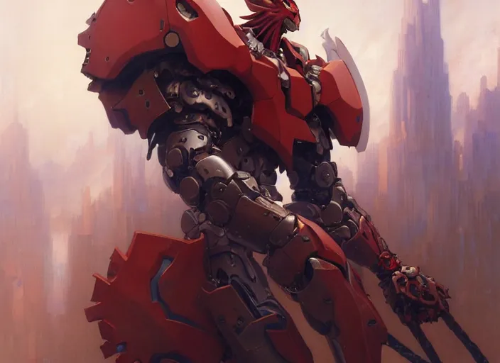 Image similar to character design digital 2 d man viking evangelion cyborg armor by gaston bussiere, anna nikonova aka newmilky, greg rutkowski, yoji shinkawa, yoshitaka amano, tsutomu nihei, muira, moebius, donato giancola, trending on artstation, featured on pixiv