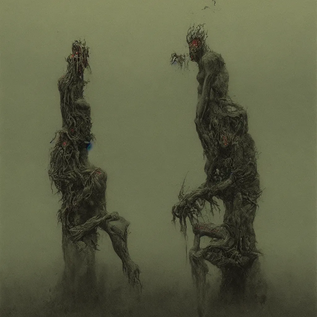 Image similar to absolute hatred, in the style of zdislaw beksinski
