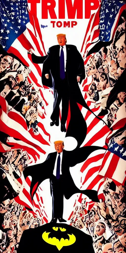 Image similar to donald trump as batman movie poster