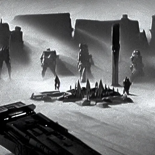 Image similar to star wars movie scene made by fritz lang 1 9 2 9, ultra realistic details, cinematic shot, dramatic scene