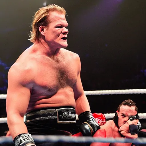 Prompt: chris jericho fighting king kong