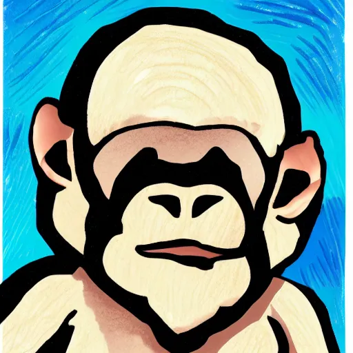 Prompt: an albino monkey relaxing on the beach, kid draw style