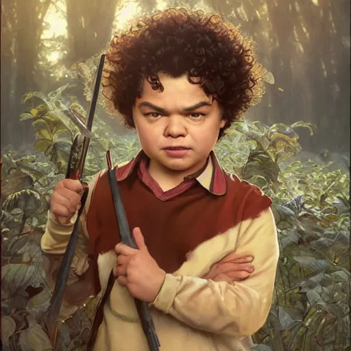 Image similar to gaten matarazzo as e. honda, ultra realistic, concept art, intricate details, eerie, highly detailed, photorealistic, octane render, 8 k, unreal engine. art by artgerm and greg rutkowski and magali villeneuve and alphonse mucha