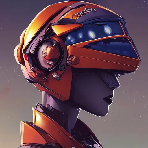 Image similar to a portrait of a stunning beautiful elite megan fox gundam pilot, with an intricate, detailed, urban inspired hiphop afro futuristic helmet, vector behance hd jesper ejsing, rhads, makoto shinkai, lois van baarle, ilya kuvshinov, rossdraws, hd, 3 2 k, ilya kuvshinov, gustav klimt