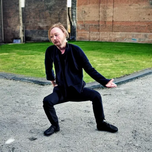 Prompt: Thom Yorke doing the splits