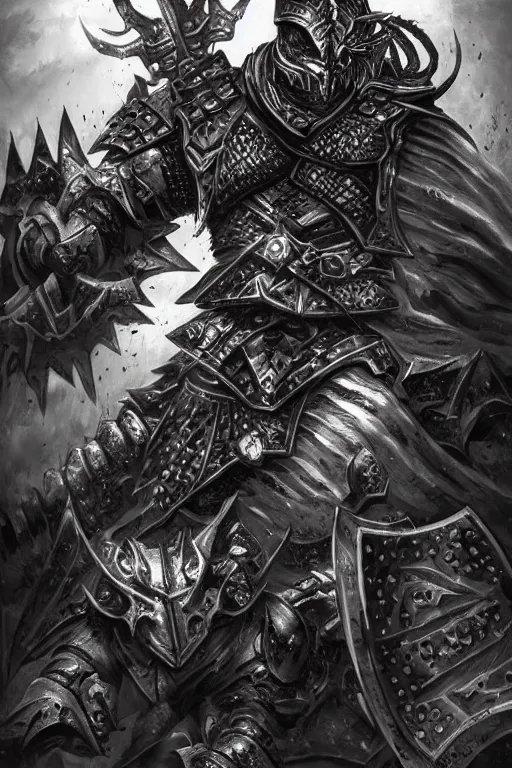 Image similar to chaos warrior, fantasy, warhammer, highly detailed, digital art, sharp focus, trending on art station, kentaro miura manga art style