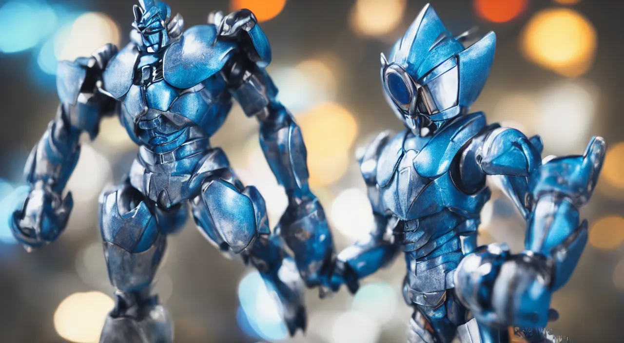 Prompt: medium close up view, Megamen,Guyver,colourful,bokeh,blur,cinematic lighting