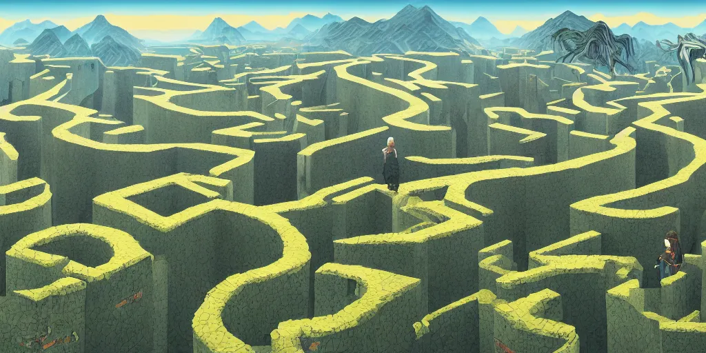 Image similar to the grand landscape of the endless maze, art by kotaro chiba