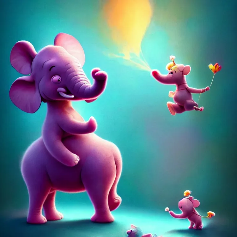 Image similar to epic professional digital art of heffalump, cheery, happy, fun, optimistic, cheerful ambient lighting, leesha hannigan, wayne haag, reyna rochin, ignacio fernandez rios, mark ryden, iris van herpen, best on artstation, cgsociety, epic, stunning, gorgeous, much wow, cinematic, masterpiece