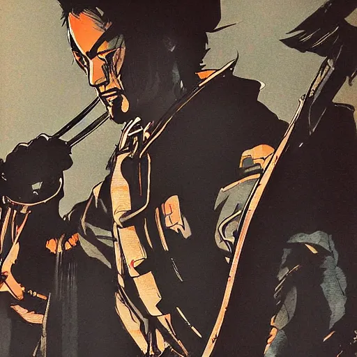 Prompt: samurai by yoji shinkawa