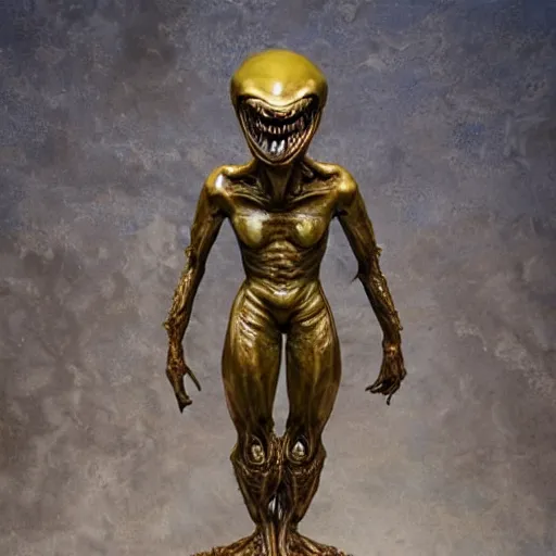 Prompt: terrifying alien overlord statue, magnificent masterpiece