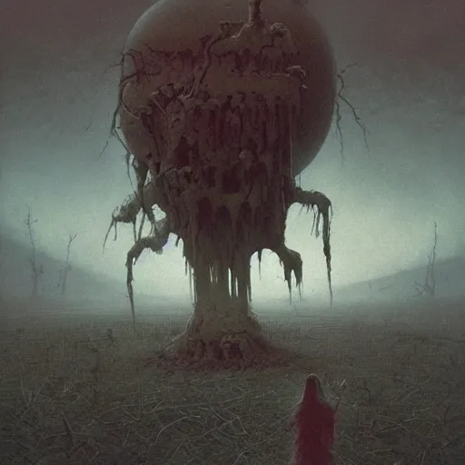 Image similar to end of the world, grunge, horror, loony toons style, illustrated by zdzisław Beksiński and greg rutkowski.