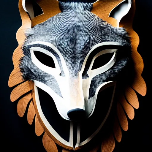 Image similar to mask of wolf, studio photo, lighting