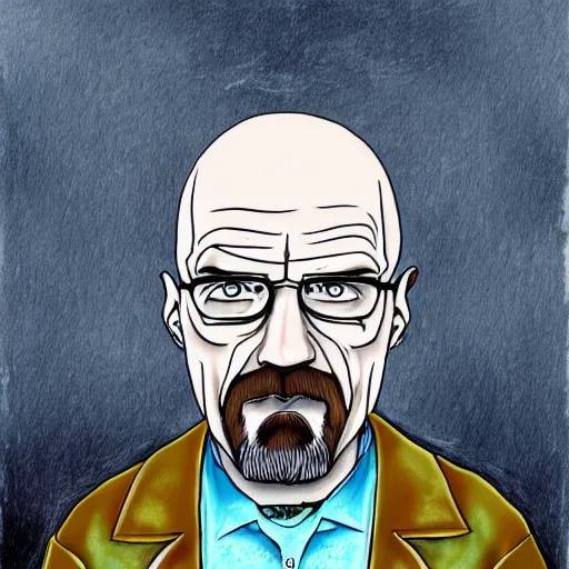 Prompt: portrait of Walter White in the style of Tim Burton