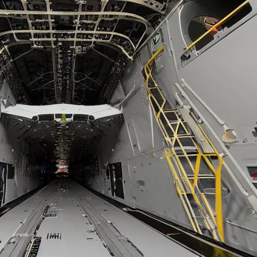 Prompt: a view from a boeing cc - 1 7 7 globemaster cargo bay