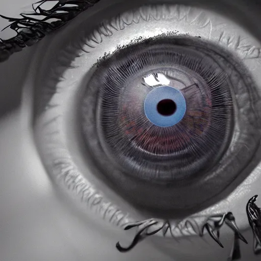 Prompt: bugs crawling out of ultrarealistic human eye, close up,, ultra realistic, horror, hyper detailed, sharp focus, ray tracing, terrifying, horrifying, octane render