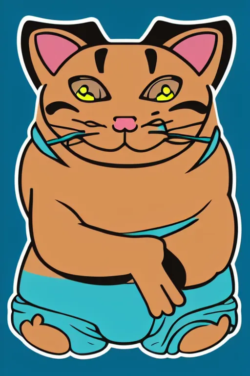 Image similar to Portrait of a cat as a sumo wrestler, sticker, colorful, illustration, highly detailed, simple, smooth and clean vector curves, no jagged lines, vector art, smooth