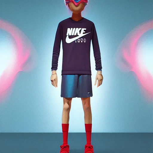 Image similar to abstract 3d male in a modern nike suite age 14 by james jean and Jason Chan, rendering, redshift, octane