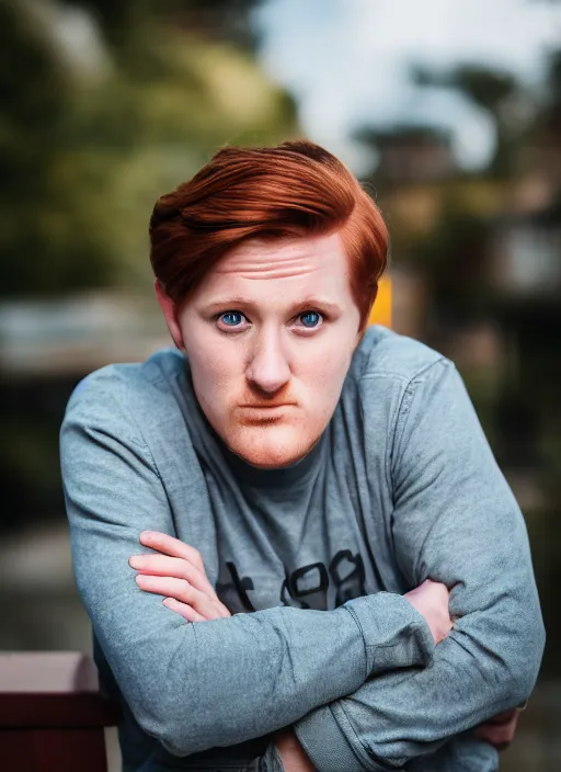 Image similar to portrait photo still of real life philip j fry, 8 k, 8 5 mm, f. 1 4