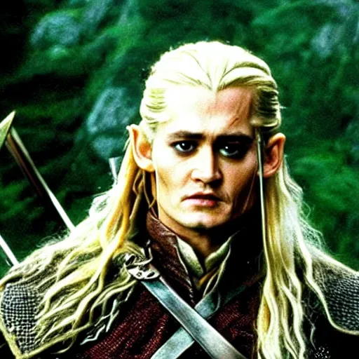 Image similar to A still of Johnny Depp as Legolas in Lord of the Rings (2001)