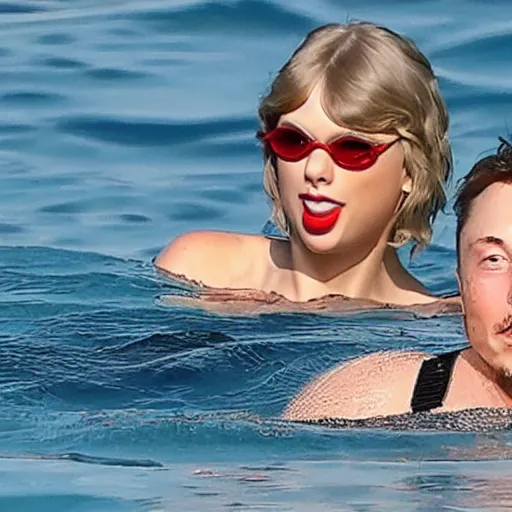 Image similar to taylor swift swim with elon musk