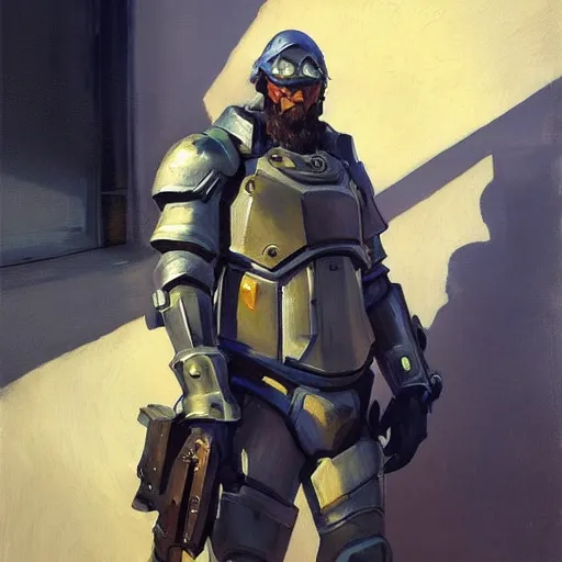 Image similar to greg manchess portrait painting of armored van gogh as overwatch character, medium shot, asymmetrical, profile picture, organic painting, sunny day, matte painting, bold shapes, hard edges, street art, trending on artstation, by huang guangjian, gil elvgren, ruan jia, randy vargas, greg rutkowski