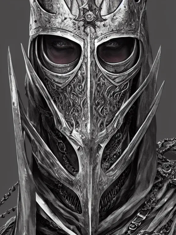 Prompt: portrait art of 8k ultra realistic witch king of angmar, detailed intricate ornate armour,decaying, cybernetic, full of colour, cinematic lighting, battered, trending on artstation, 4k, hyperrealistic, focused, extreme details,unreal engine 5, cinematic, masterpiece, art by ayami kojima, giger