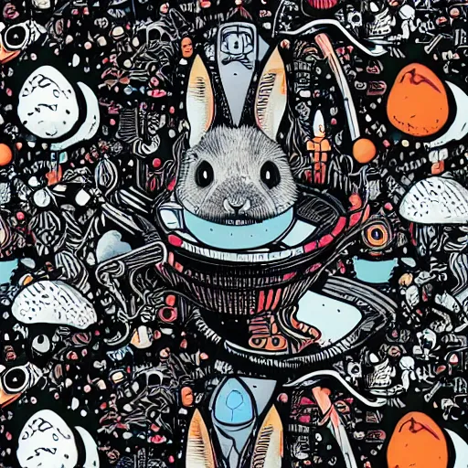 Image similar to A lost sci-fi rabbit, space rabbit, interstellar black hole, by James Jean And WLOPPRO