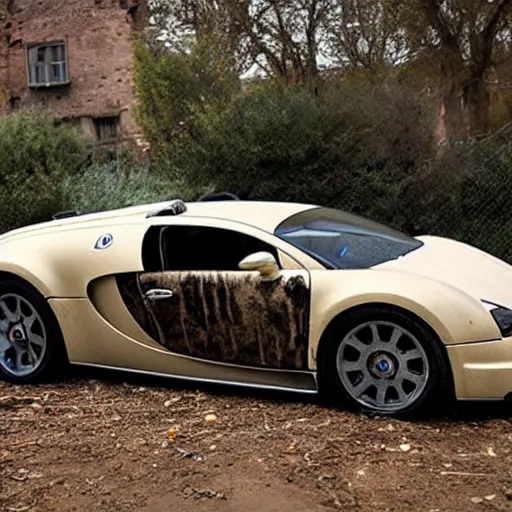 Image similar to a derelict abandoned bugatti veyron