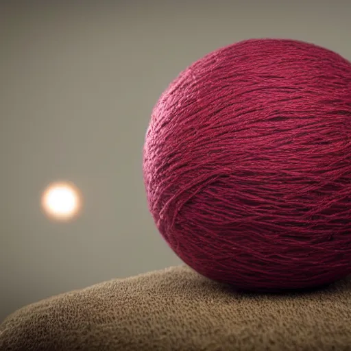 Image similar to photo of giant yarn ball next to a cat, taken with canon eos - 1 d x mark iii, bokeh, sunlight, studio 4 k