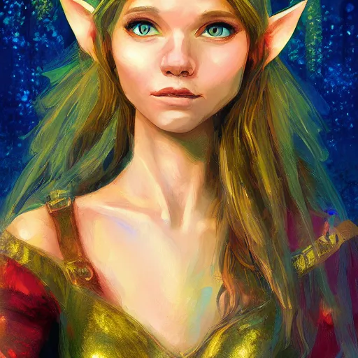 Image similar to tom holland elven fairy, golden details, impressionist gouache digital art style, hd, vivid, trending on artstation