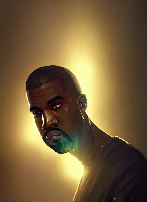 Image similar to highly detailed portrait kanye west posing gta v stephen bliss unreal engine fantasy art by greg rutkowski loish rhads ferdinand knab makoto shinkai lois van baarle ilya kuvshinov rossdraws tom bagshaw global illumination radiant light detailed intricate environment