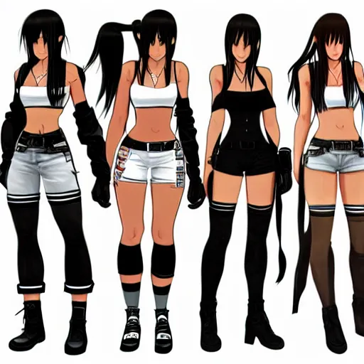 Image similar to concept art of alternate outfits for tifa lockhart, detailed, trending on artstation