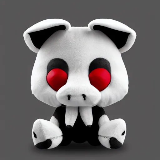 Prompt: cute fumo chibi plush imp, black and white with hearts, soft shadow, vray, asymmetry
