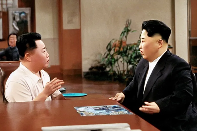 Image similar to Scene from Seinfeld where Jerry confronts Kim Jong-un