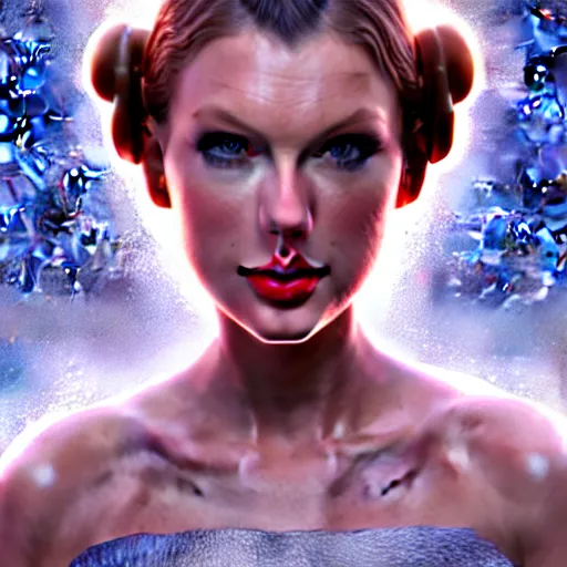 Image similar to Portrait of Taylor Swift as Princess Leia in Star Wars, intricate, elegant, super highly detailed, professional digital painting, artstation, concept art, smooth, sharp focus, no blur, no dof, extreme illustration, Unreal Engine 5, 8K