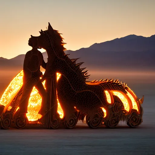 Image similar to award winning photography, magical encounter at burning man, leica 1 0 0 mm f 0. 8