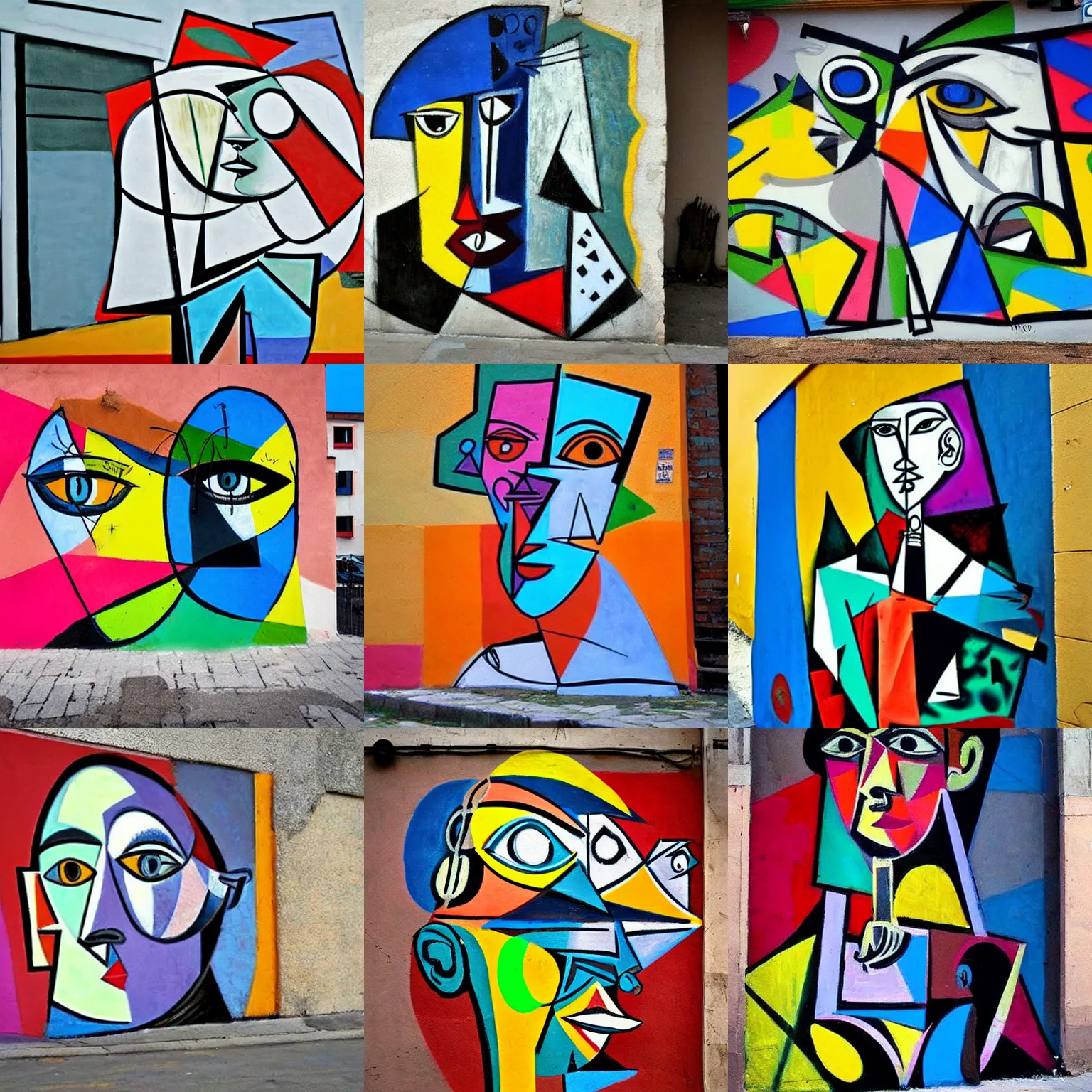 Prompt: street art painted by picasso