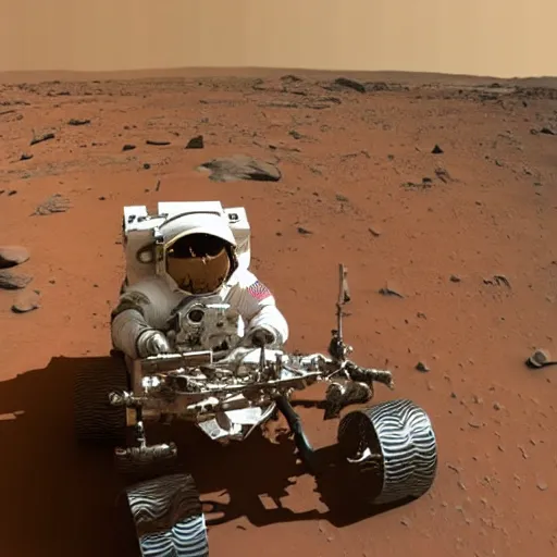 Image similar to astronaut taking a selfie on mars, hd, high detailed,