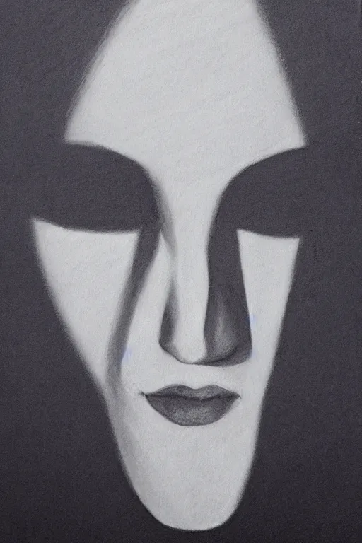 Prompt: inverted portrait, mysterious shadow dark scene graphite on canvas sketch