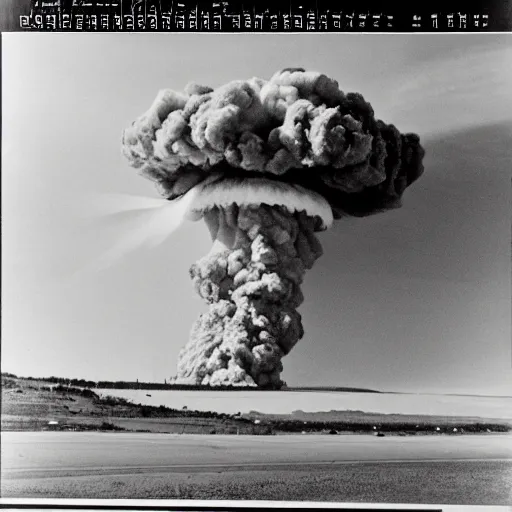 Image similar to nuclear explosion, blast, blowup, burst, bursting, detonation, eruption, outburst