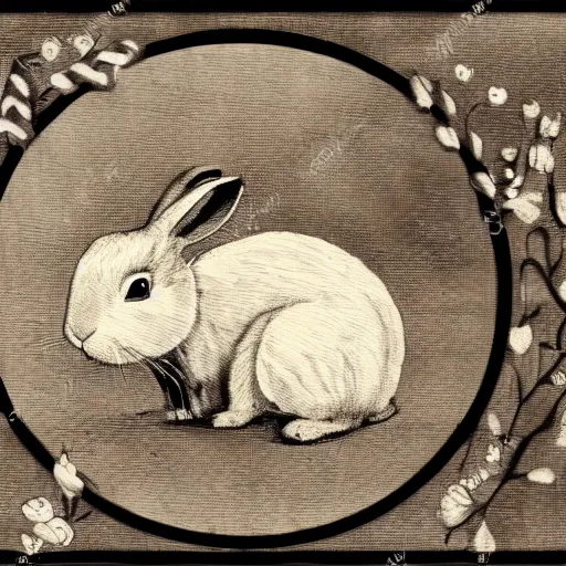 Prompt: a rabbit in the style of a silent film frame,