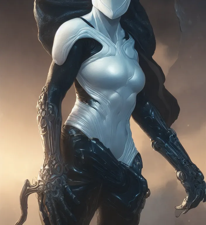 Image similar to female moon knight, hyper detailed, digital art, trending in artstation, cinematic lighting, studio quality, smooth render, unreal engine 5 rendered, octane rendered, art style by klimt and nixeu and ian sprigger and wlop and krenz cushart